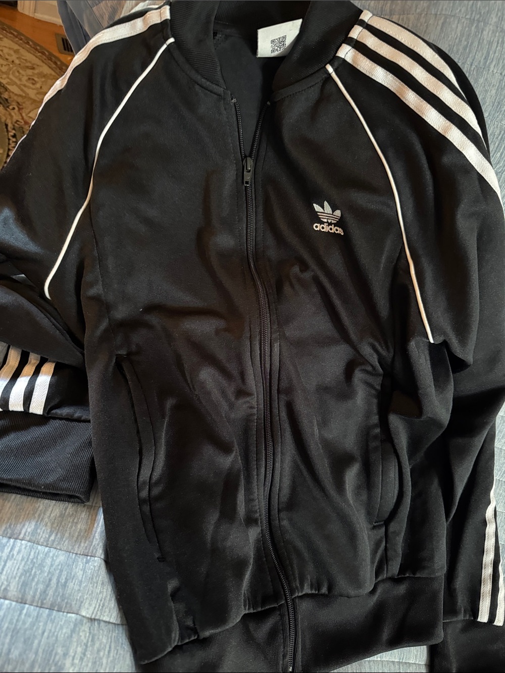 adidas Black Jacket with White Stripes